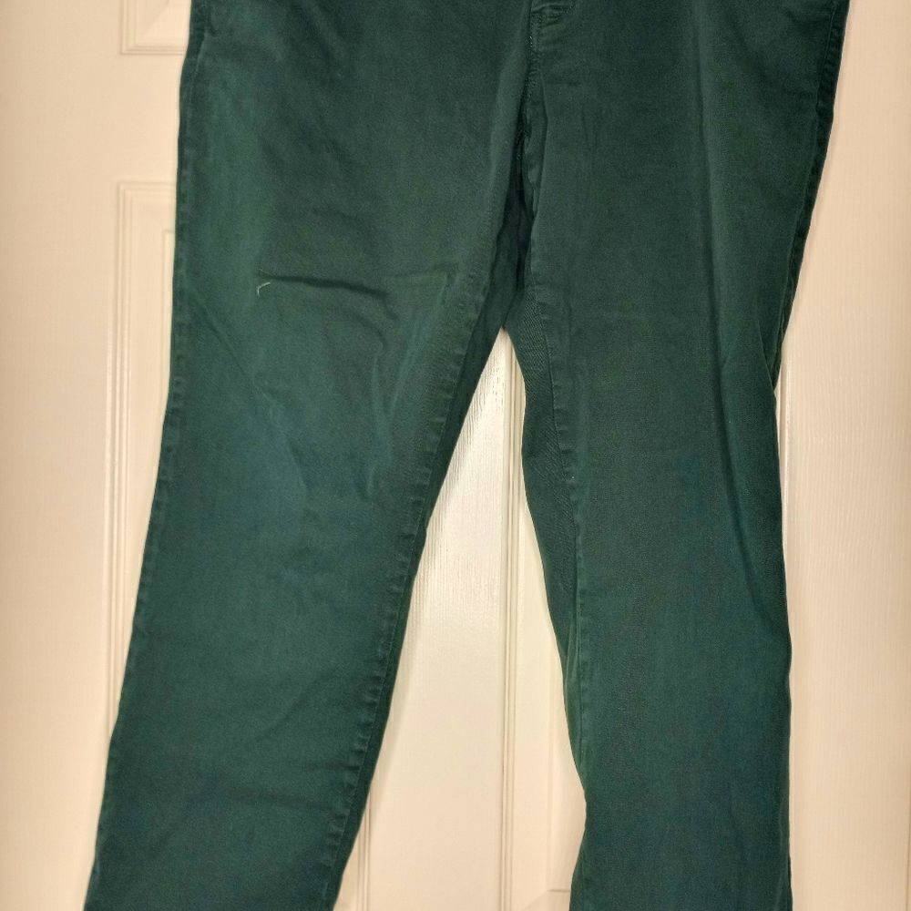 Pierre Cardin Chinos Sz52 Dark Green Full Length LogoZipper Pockets Men's Pants